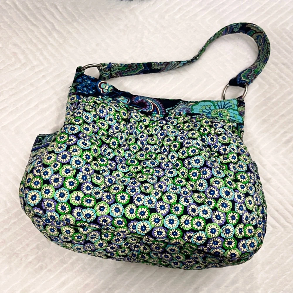 Vera Bradley Hobo Bag Black Green Blue Quilted‎ Shoulder Purse Blue raphsody